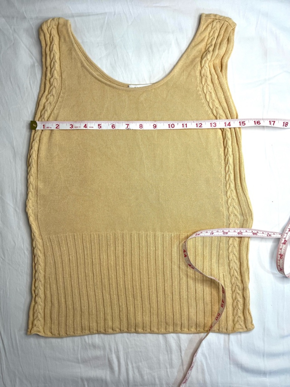 Escada Butter Yellow Cable-Trim Knit Sleeveless Tank Top Womens 40 Medium (8-10) - Picture 9 of 10